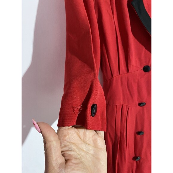 Vtg 80s Blazer Dress Small? Red Double Breasted Retro Office Cocktail Old Money - Picture 3 of 14